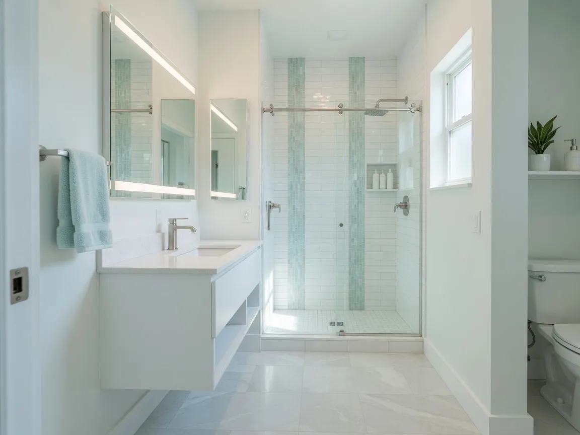 Small bathroom remodel with space-saving vanity and efficient layout