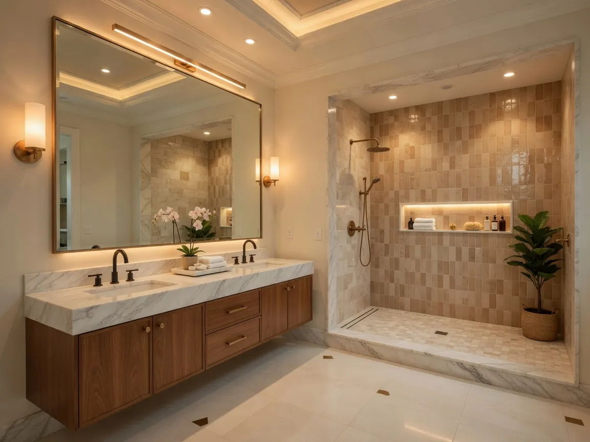 Primary bathroom remodel with dual vanity