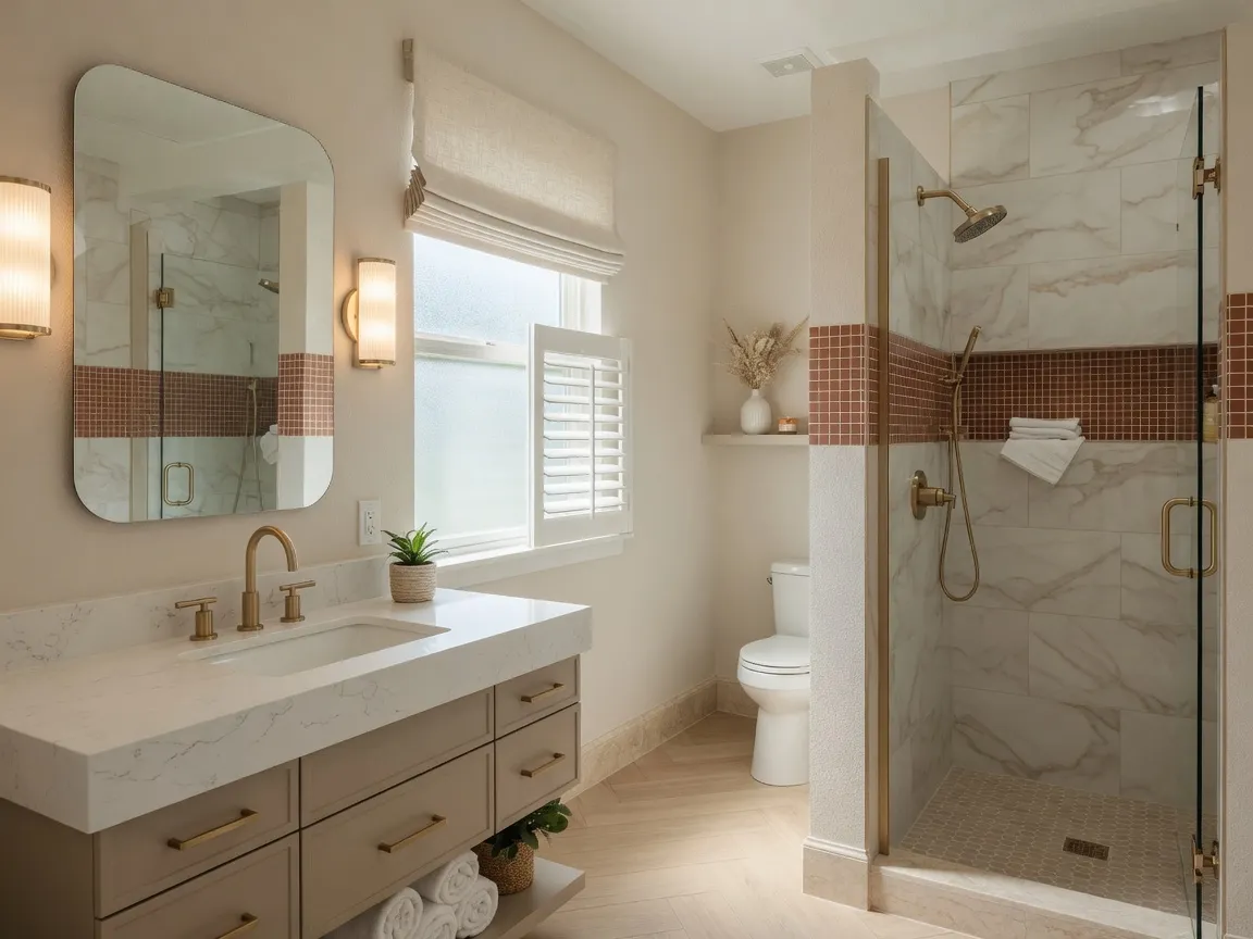 Finished bathroom remodel with humidity-ready shower and clean tile work in a Deltona home